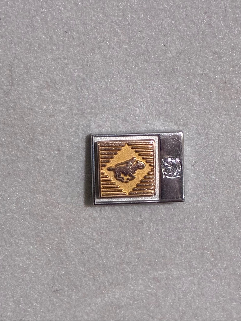 Vintage 10k 2.5 Grams Gold And Silver Colored EMB CTO Horse Jockey Lapel Pin.